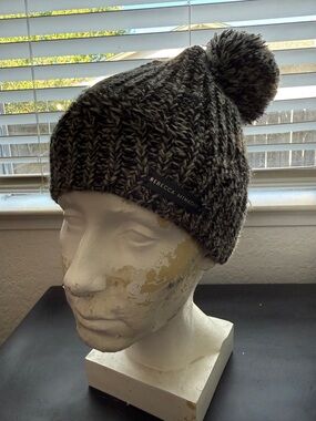 Rebecca Minkoff Charcoal Marled Knit Pom Beanie